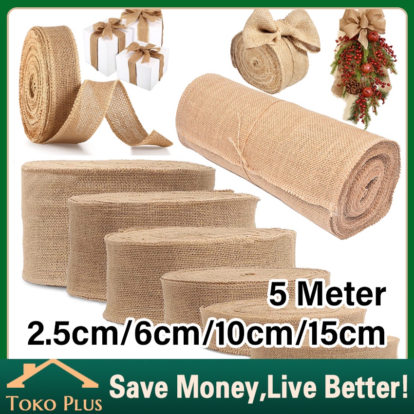 

5M Pita Goni Roll Obras Krem Roll Dekorasi - Pita Hampers - Pita Dekorasi - Pita Souvenir - Pita Kerajinan Tangan - Pita Dekorasi - Jute Ribbon - Burlap Decoration - DIY PestaPita Aksesori