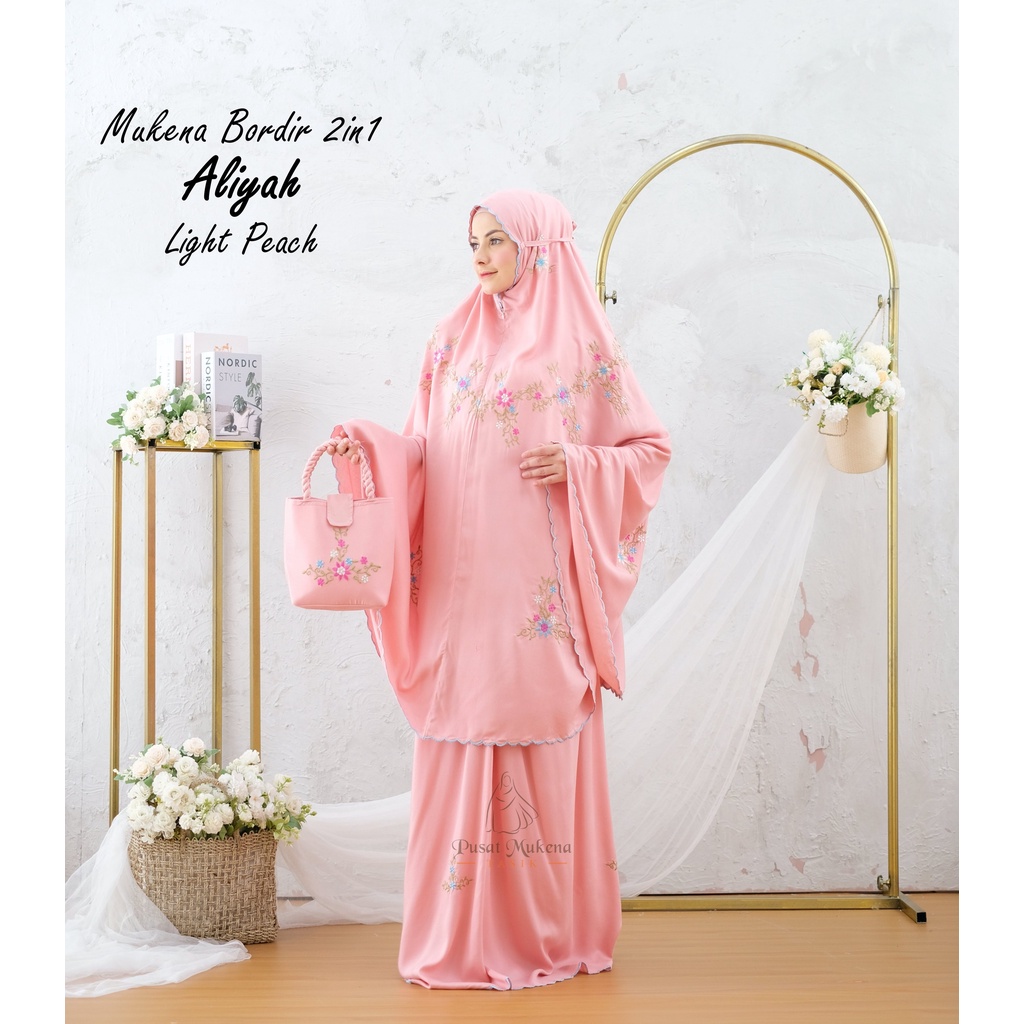 PUSAT GROSIR BELI MUKENA DEWASA 2IN1 JUMBO KATUN RAYON BORDIR MANUAL ALIYAH