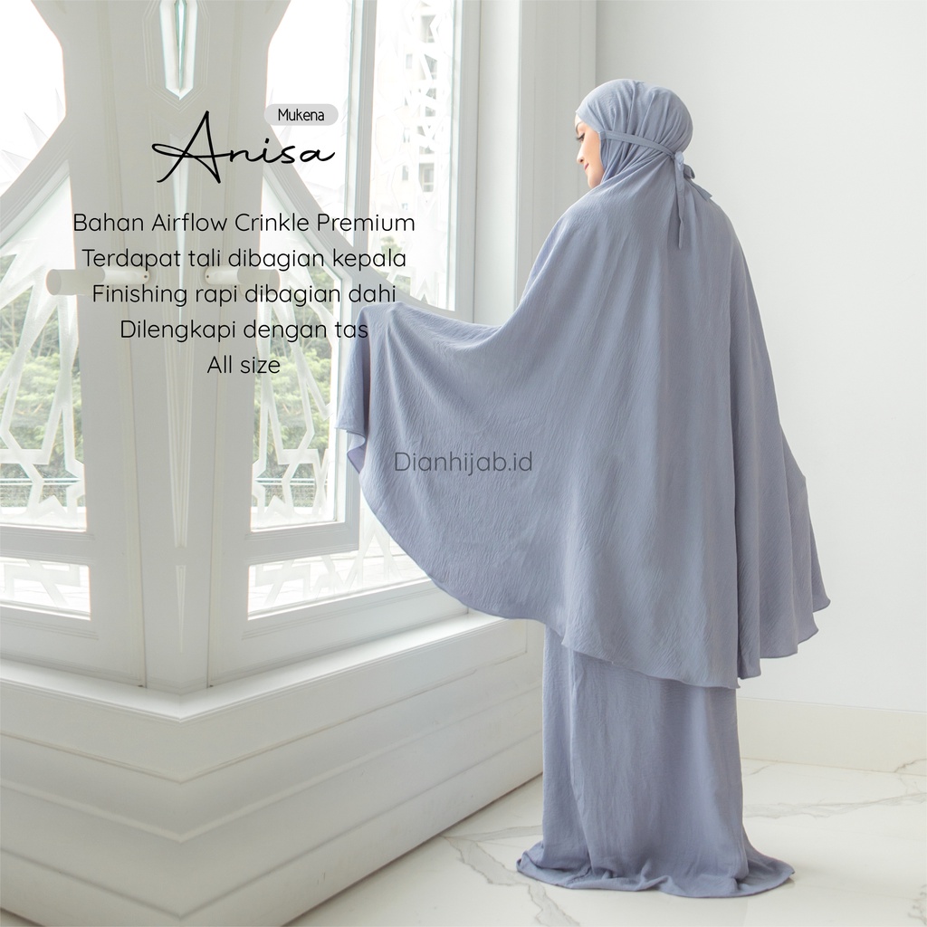 Mukena Dewasa Anisa by Dianhijab.id - Bahan Airflow Crincle Premium Mukena Travel Dewasa Jumbo Adem Nyaman Dipakai - Bisa Cod