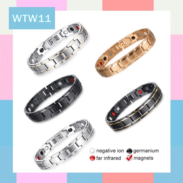 WTW  Aksesoris Pria Gelang Kesehatan Pria Bio Titanium Magnetic Bio Anti-Fatigue Bangle