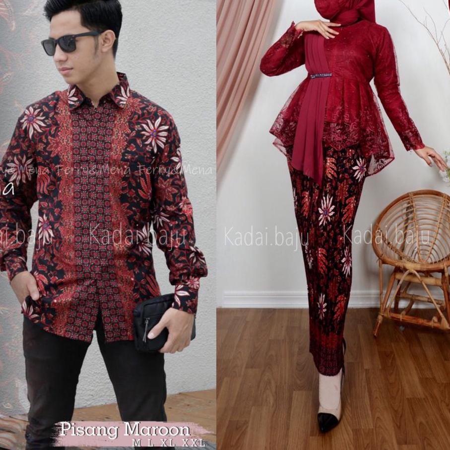 ☚  / Set couple kebaya aurora selendang Brokat tile bordir / Kebaya Couple Pesta / Couple Batik / Co