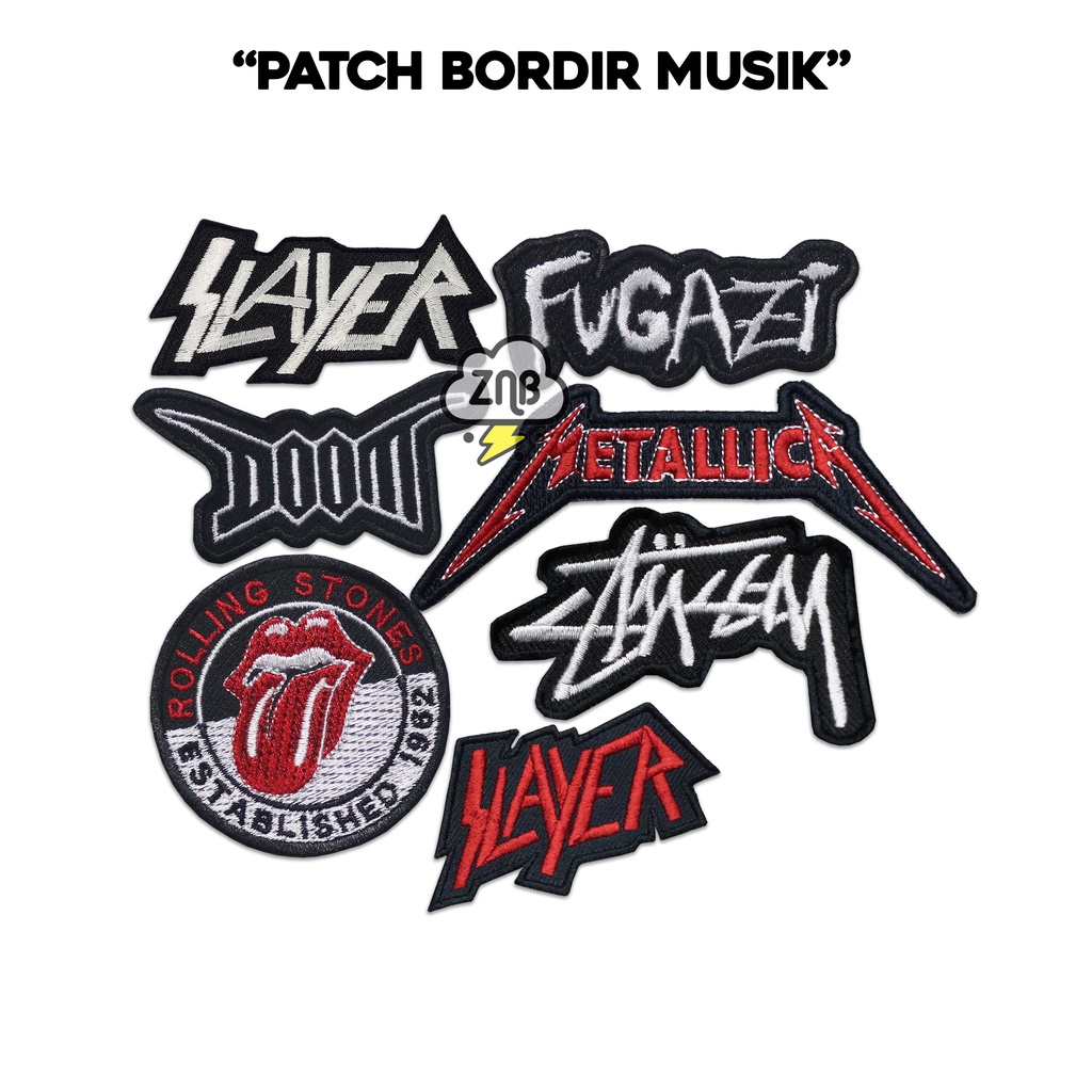 PATCH BORDIR MUSIK EMBLEM BORDIR PATCH BAND TEMPELAN FASHION