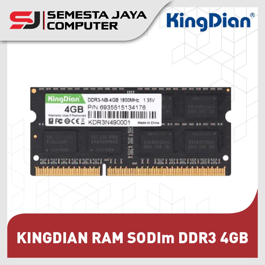 KINGDIAN RAM SODIM NB DDR3 4GB|8GB 1600MHZ