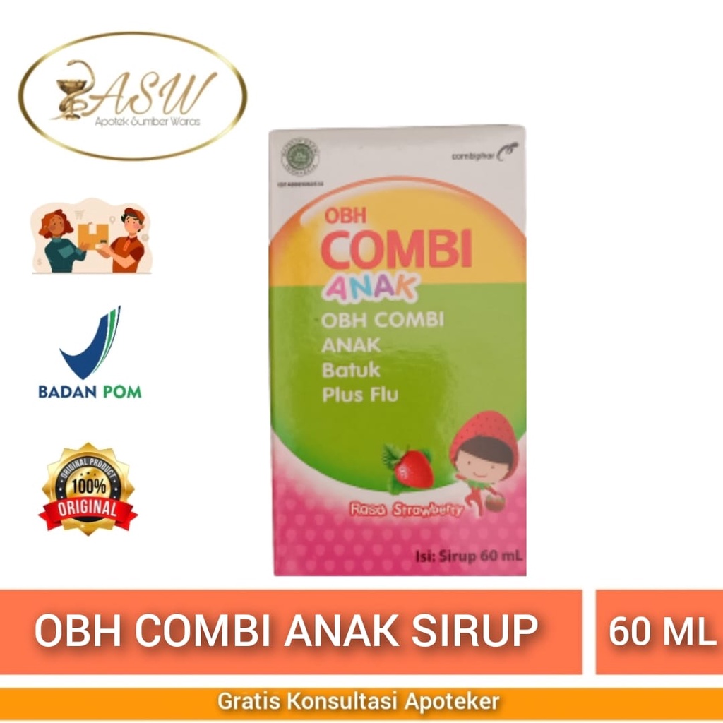 OBH COMBI ANAK STRAWBERRY SIRUP 60 ML / OBAT BATUK & PILEK