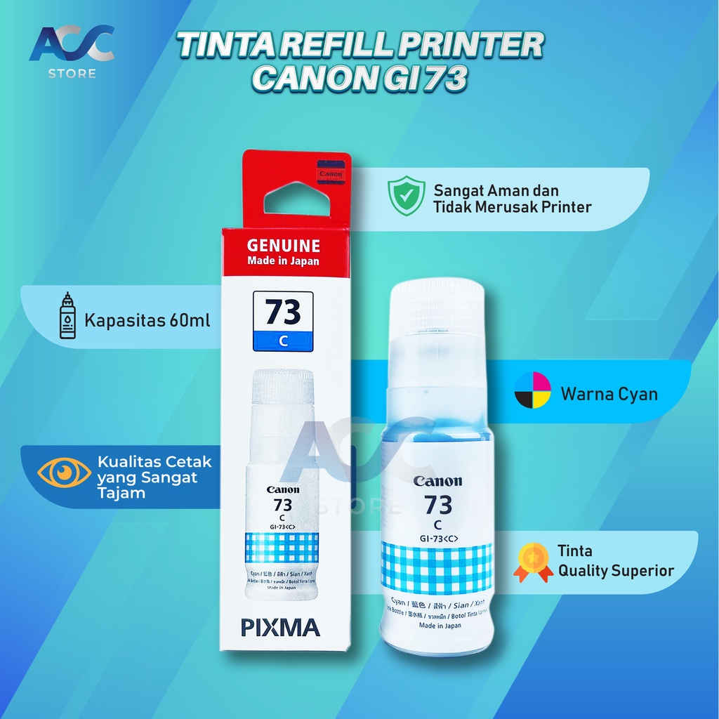 1 SET 6 PCS Tinta Canon Gi 73 Isi Ulang Printer G670 G507