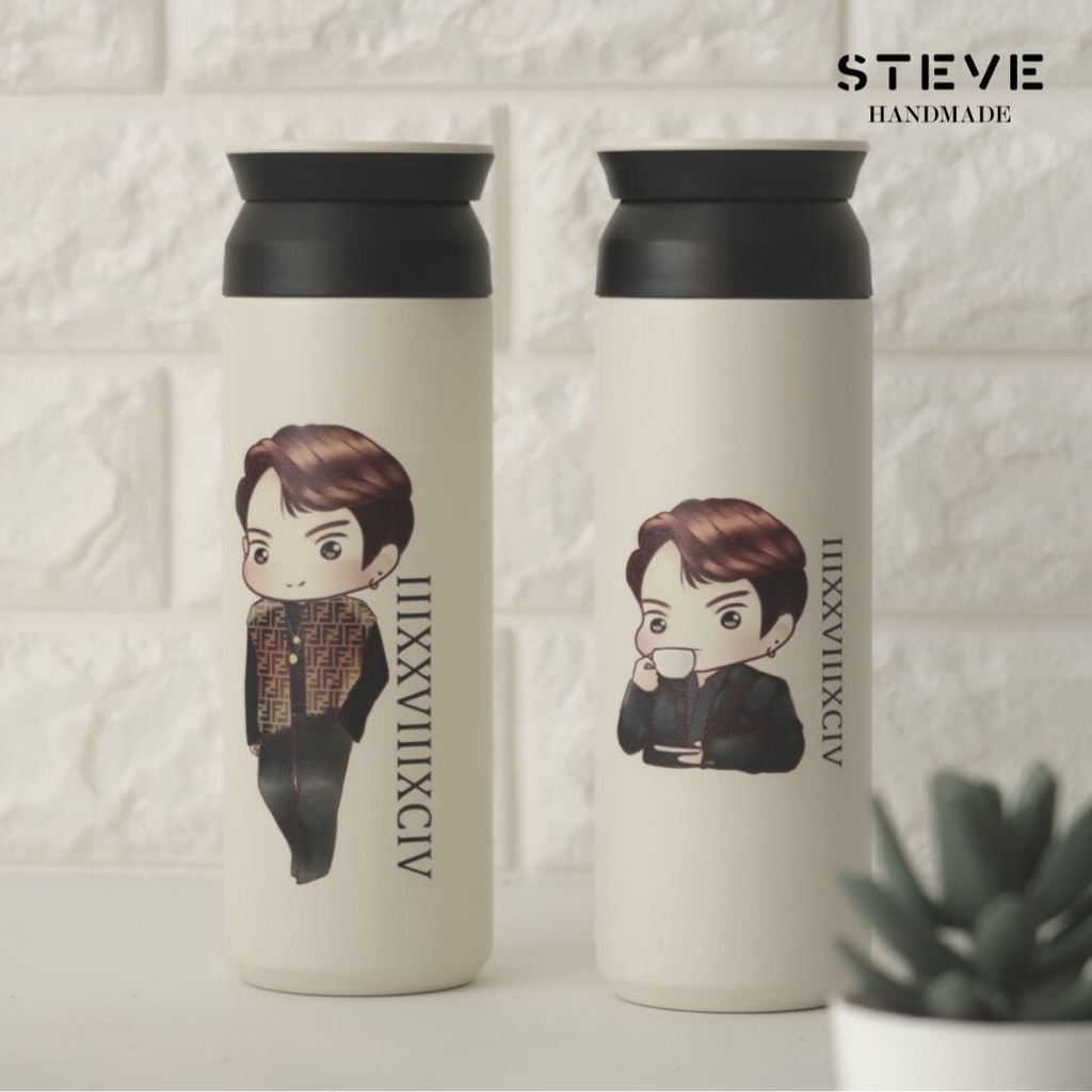 Botol minum stainless termos vacuum tumbler travel TM0255 White Custom Tahan Air Panas dan Dingin