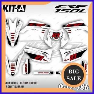 Decal CRF 150 Stiker Motor Honda crf150 fullbody Racing Simple Putih List Hitam D-I2-586 1M4R23 perk
