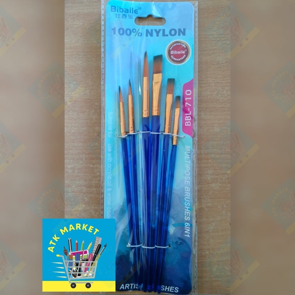 

Paint Brush / Set Kuas Lukis / Flat Rounded Brush SET 6 BBL710