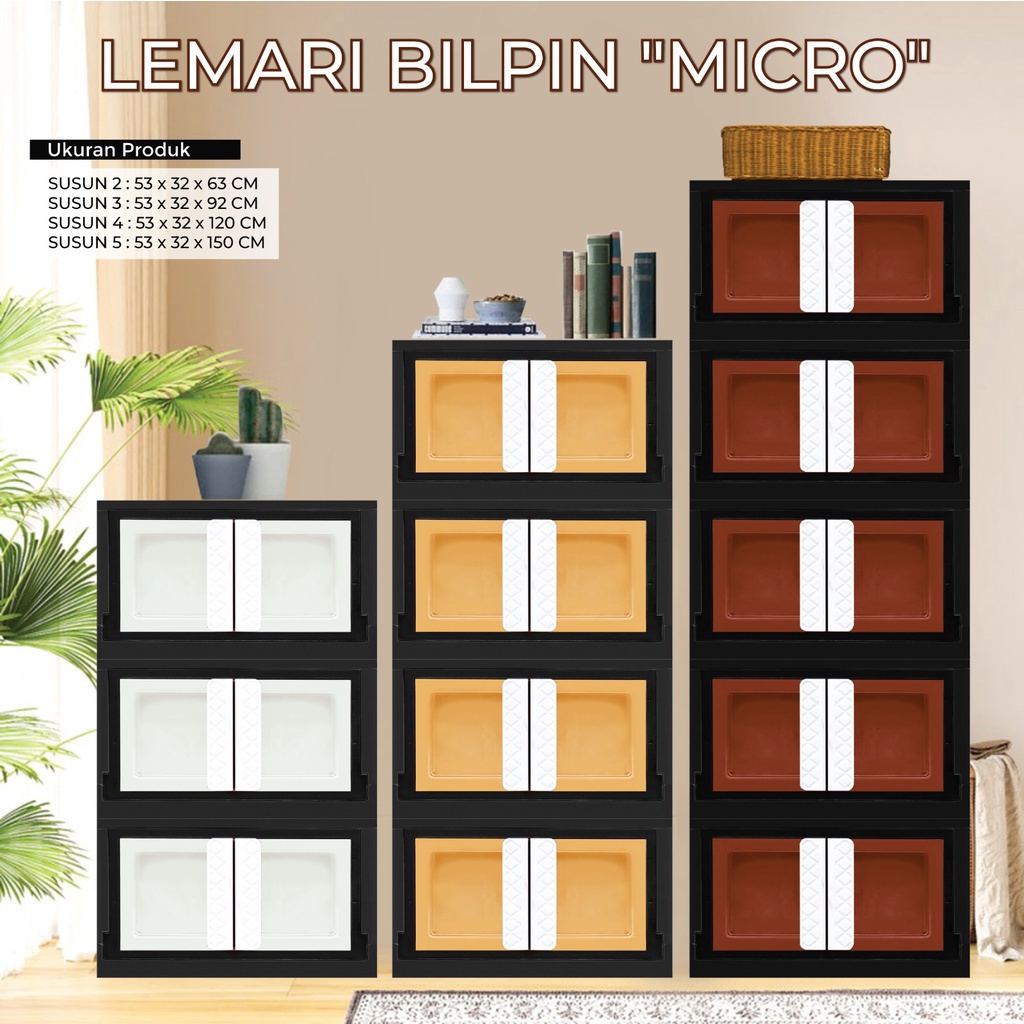Lemari Plastik Pakian Baju Loker Akako Bilpin Micro Rak Susun 2 Susun 3 Susun 4 Susun 5 Serbaguna Da