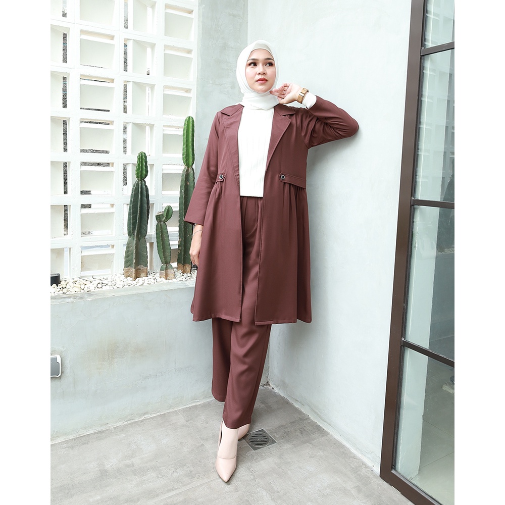 One Set GOREYO Long Blazer - Pakaian Wanita Terbaru by Hijab Mamah icis