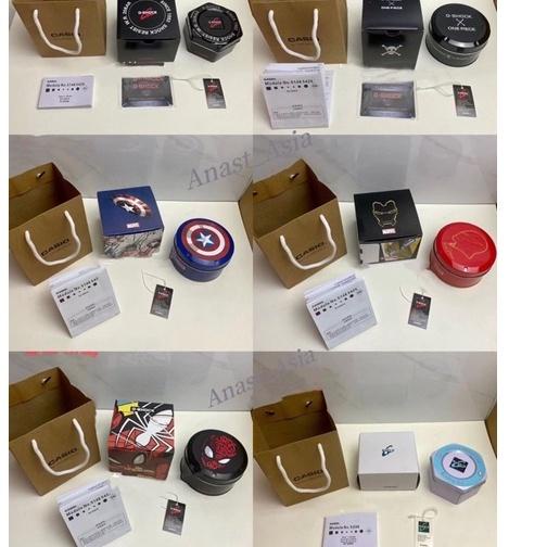 jktr -41 Box Kaleng Kotak Jam Tangan Casio G-Shock Fullset Black Spiderman Iron Man Captain Marvel O