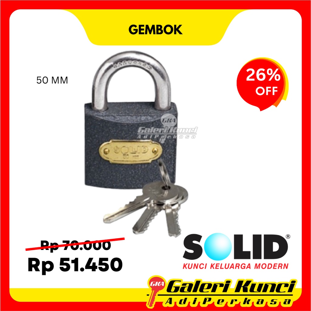 Gembok Solid Padlock SOLID 819 - 50MM Gray Gembok Pagar