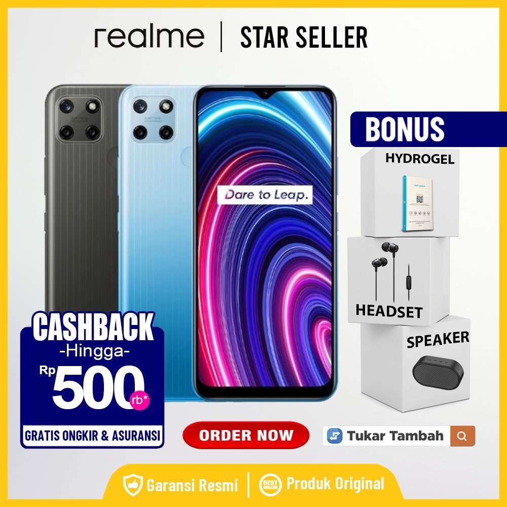 Handphone Realme C25Y 4/64GB Garansi Resmi C 25Y 4 GB 64 GB Not C11 C25S C25 C30S C31 C33 C35 C55 10 Pro