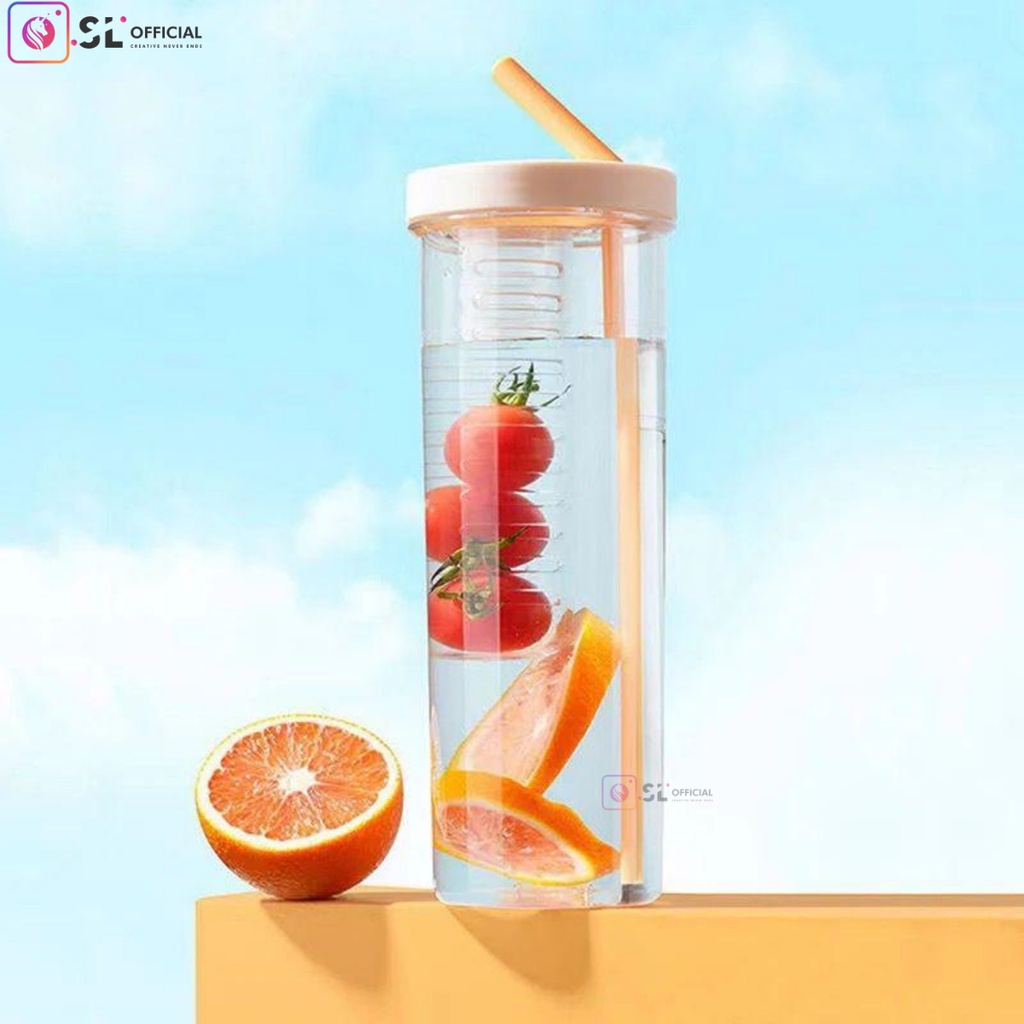 Botol Minum Infused 700ml / Botol Minum + Sedotan / Botol Sedotan Infused / Tumblr Cup Unik