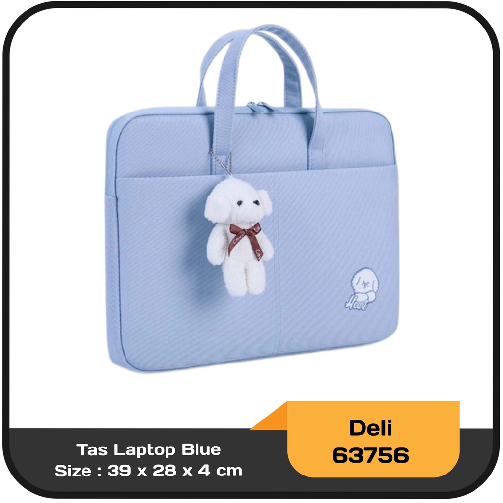 Tas Laptop 14 inch lapis dalam Busa Deli 63756 - Biru