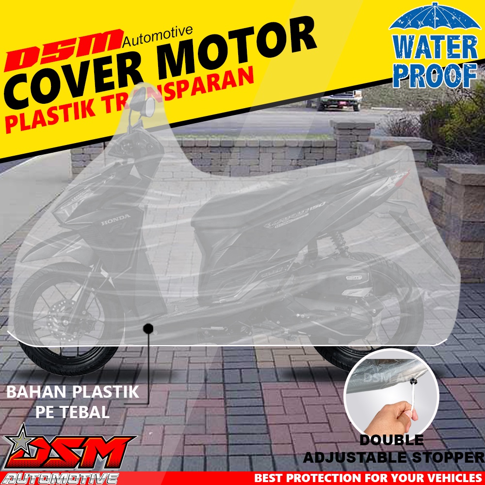 Cover Motor Transparan Waterproof Bahan Plastik Tebal