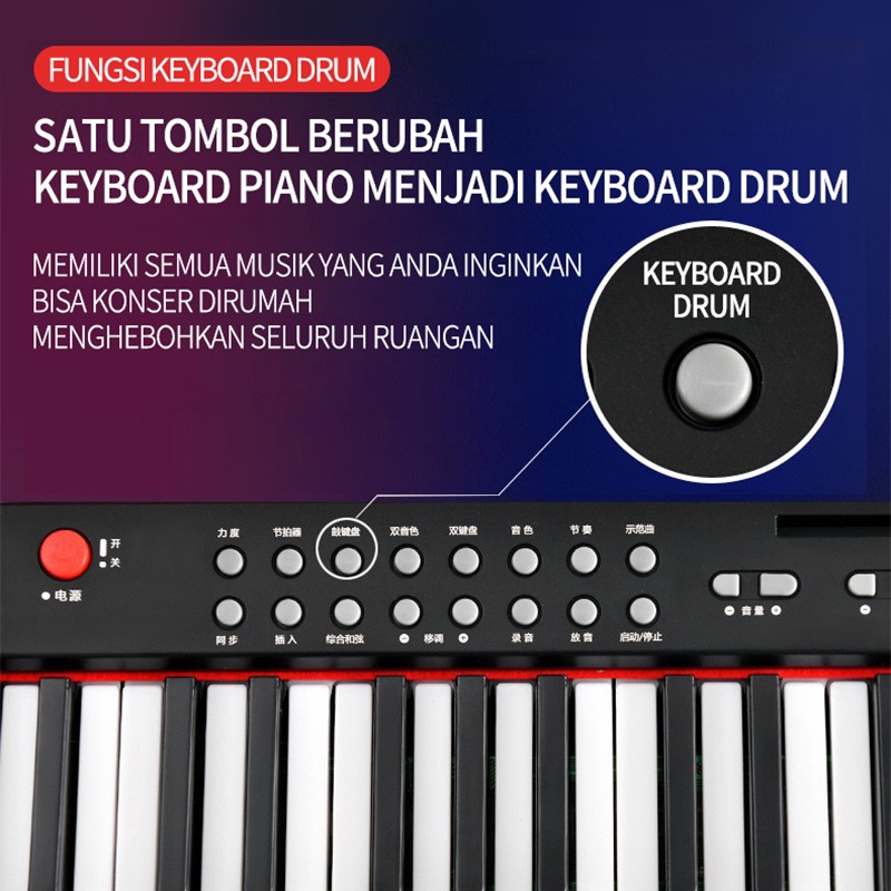 Portable Keyboard 88 Keys, Piano 88 Keys, Organ Elektronik Profesional Multifungsi untuk Rumah - Sensasi Bermain Piano yang Nyata, Mudah Dipindahkan