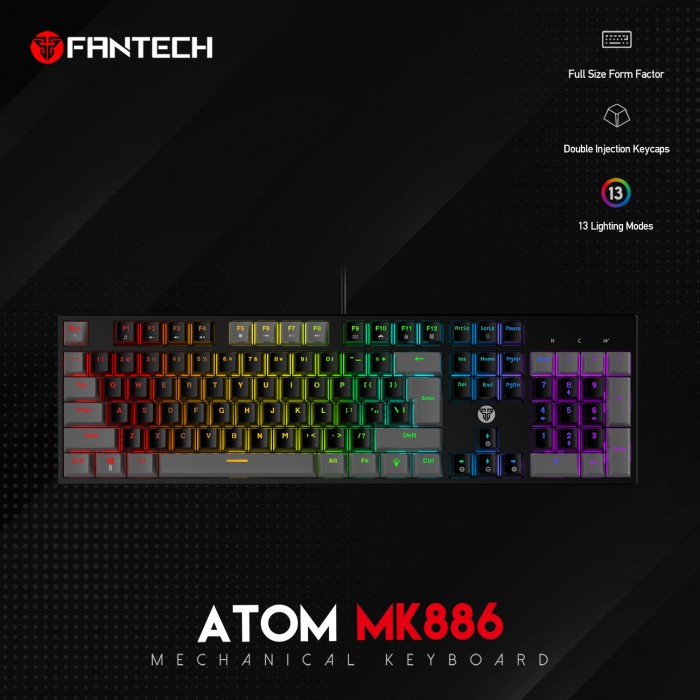 Keyboard Fantech ATOM MK886 - Keyboard Gaming Mechanical Fullsize RGB