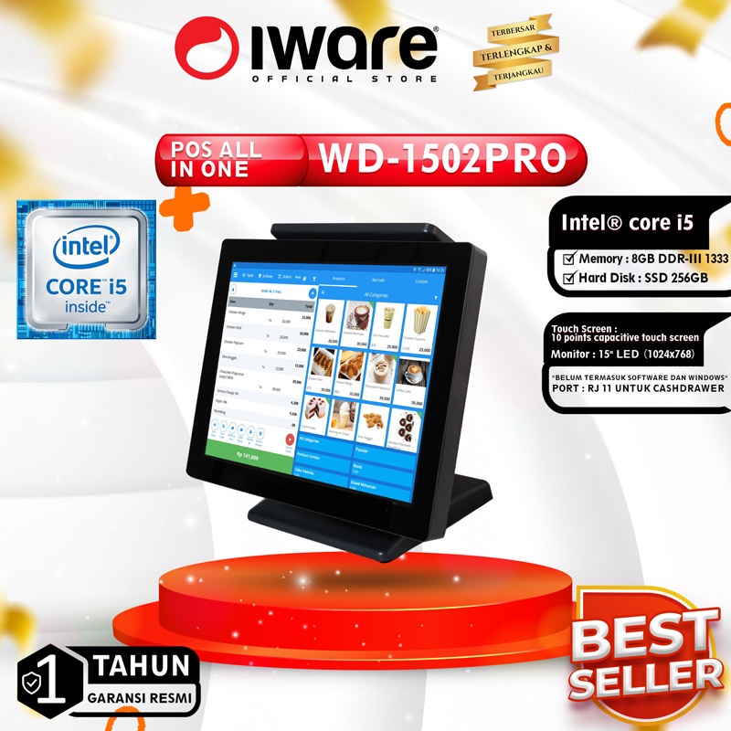 Mesin Kasir All In One POS IWARE WD-1502PRO intel i5 Touchscreen