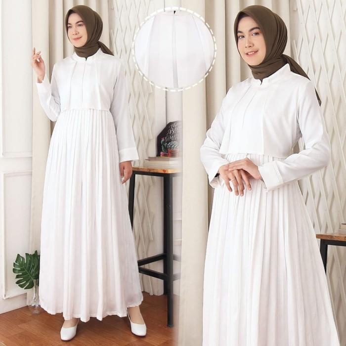 Gamis Hana | Gamis Wanita Terbaru | Gamis Putih |Gamis Rok Plisket