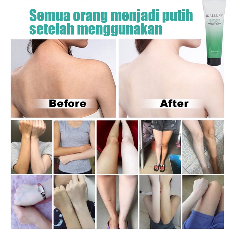 Krim pemutih sabun pemutih cream pemutih badan 150ml Deep Sea Mud Deep Cleansing Skin Exfoliating Body Whitening Milk Krim Pemutih Wajah