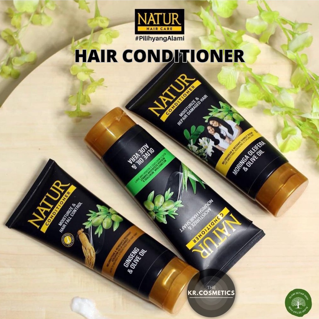 NATUR HAIR CARE Conditioner 165ml - Olive Oil &amp; Aloe Vera | Ginseng &amp; Olive Oil | Moringa Oleifera &amp; Sweet Almond