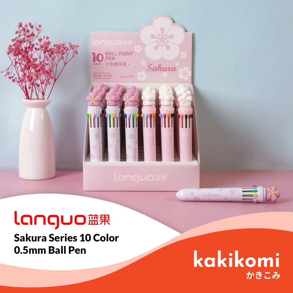 

Pulpen Clicker 10 Warna 0.5mm Languo Sakura Series 10 Color Pen
