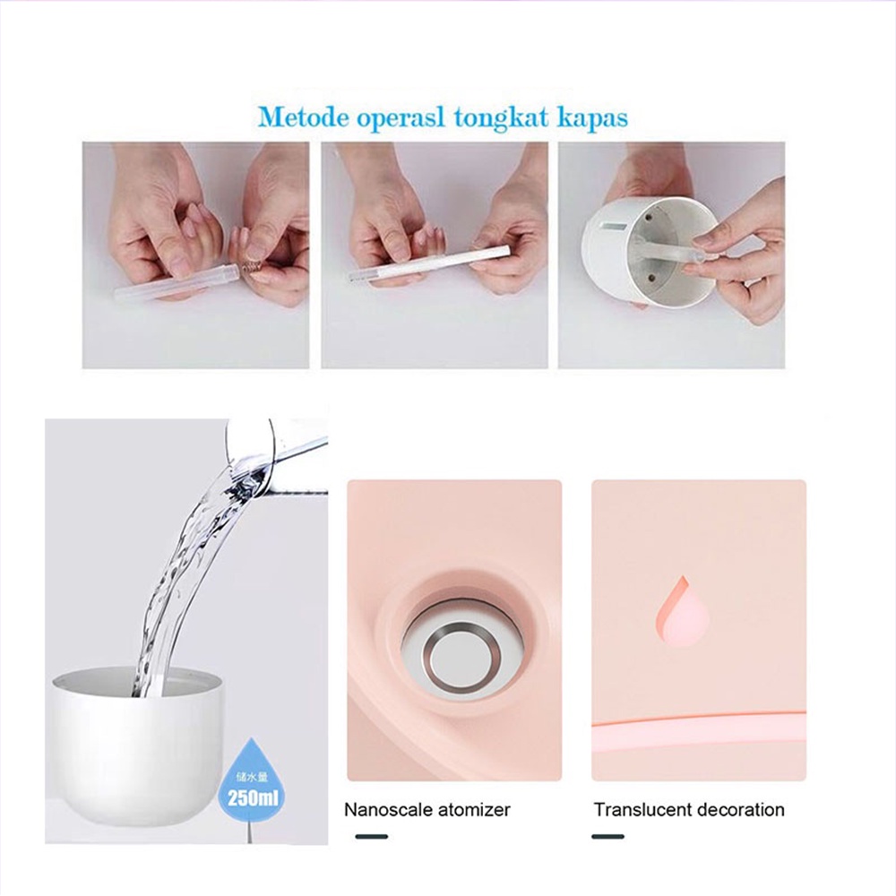 MAANGE 250Ml Mini Humidifier Diffuser Usb Air Purifier Aromatherapy Essential Oil Difuser Diffuser Humidifier Mobil Portable Pengharum Ruangan Essential Oil Difuser Aromatherapy Reed Hampers Safe Care 1296