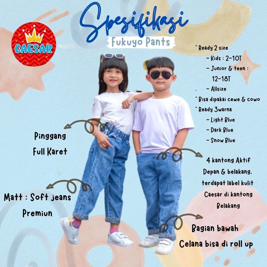 00202 by Caesar Kids Celana Jeans Fukuyo Pants Anak Usia 2th - 18 Th Ori