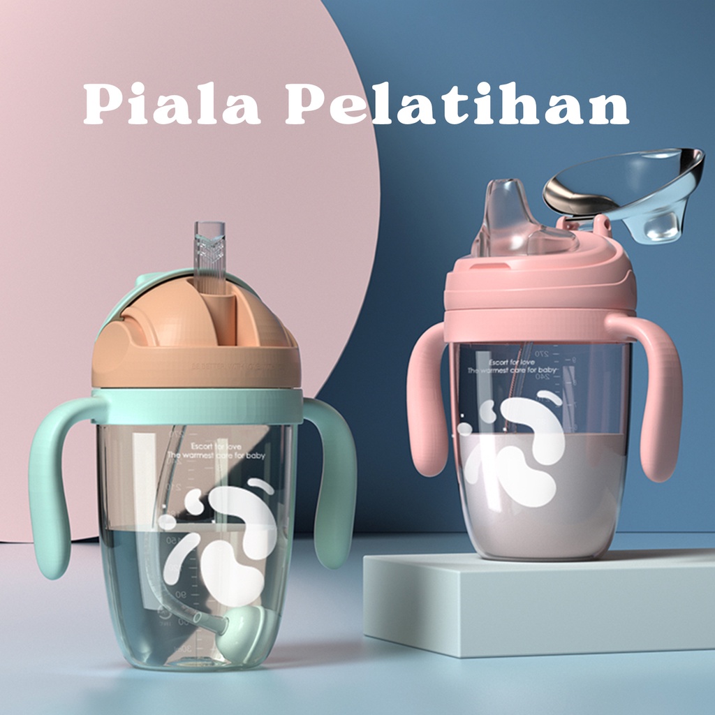 1 Cangkir 3 Botol Air Minum Anak Sedotan Anti Tumpah BPA Free Tali Panjang Botol Minum Anak Cangkir Pelatihan Sippy Portabel