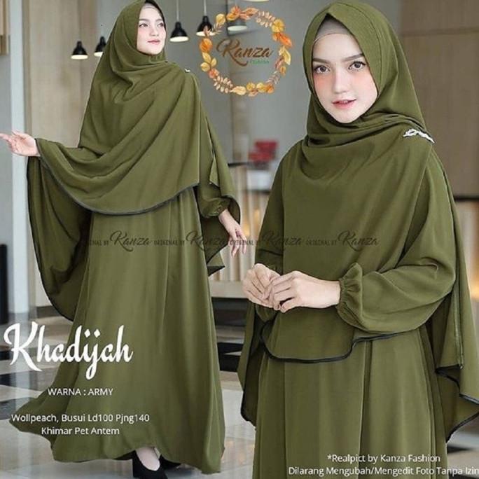 SET Gamis Khadijah Syar'i wanita Dewasa Bahan Moscrape termasuk Khimar