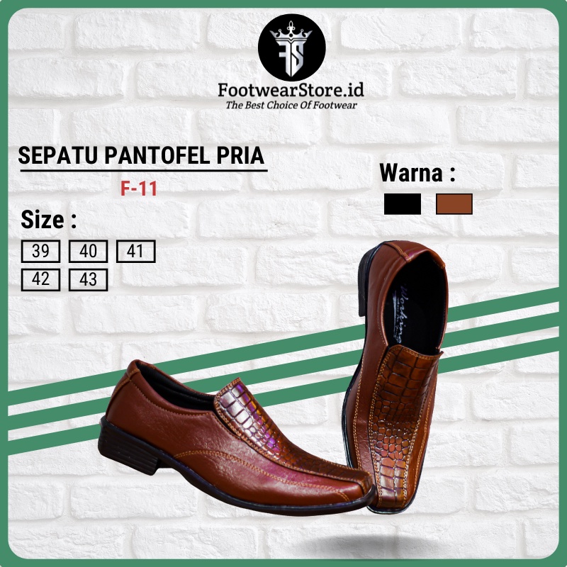 Sepatu Spatu Pantofel Fantofel Formal Pria Kerja Kulit Slip On Tanpa Tali Terbaru Motif Kulit Buaya 