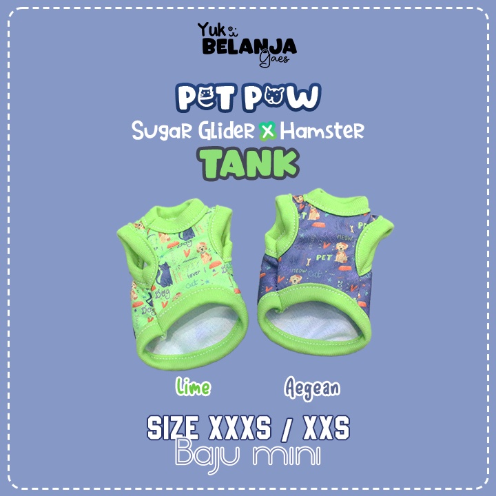 Baju Sugar Glider / Hamster PETPAW Tank Lucu Murah Banget bahan nyaman size XXS &amp; XXXS | Yuk Belanja Gaes