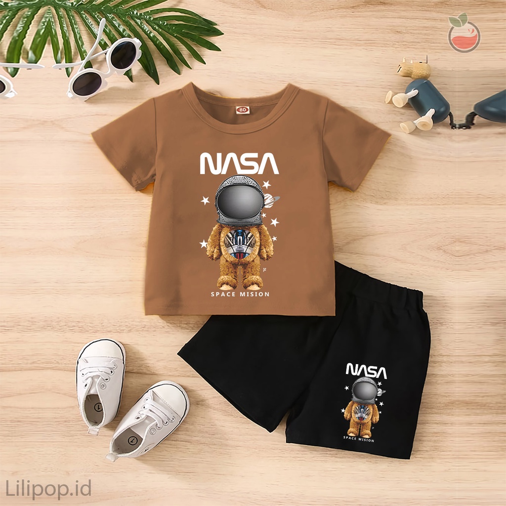 Baju Anak Stelan Kaos 3/4 Hero Cowok Cewek  Usia 1 - 4 Tahun Celana Pendek Harian