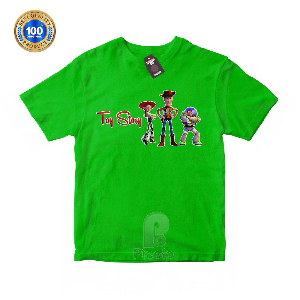 (FREE NAMA) BAJU KAOS ATASAN ANAK MOTIF KARTUN TOY STORY UNISEX Bahan COTTUN