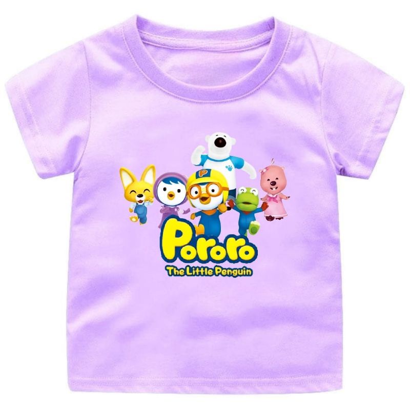 Baju Kaos Anak Cewek-Cowok 1-12Tahun PORORO//Atasan Kaos Anak Anak Lucu Ready 10 Warna