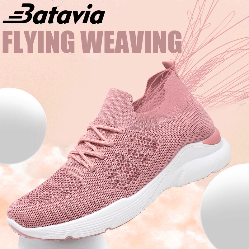 Batavia Sepatu Olahraga Impor Rajutan Sepatu Wanita High-End Terbaru Sepatu Wanita Kasual Fashion Nyaman Sepatu Wanita Sepatu Lace-Up Sepatu Jogging A23