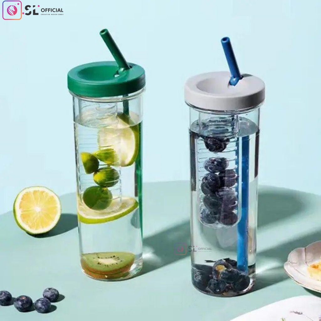 Botol Minum Infused 700ml / Botol Minum + Sedotan / Botol Sedotan Infused / Tumblr Cup Unik