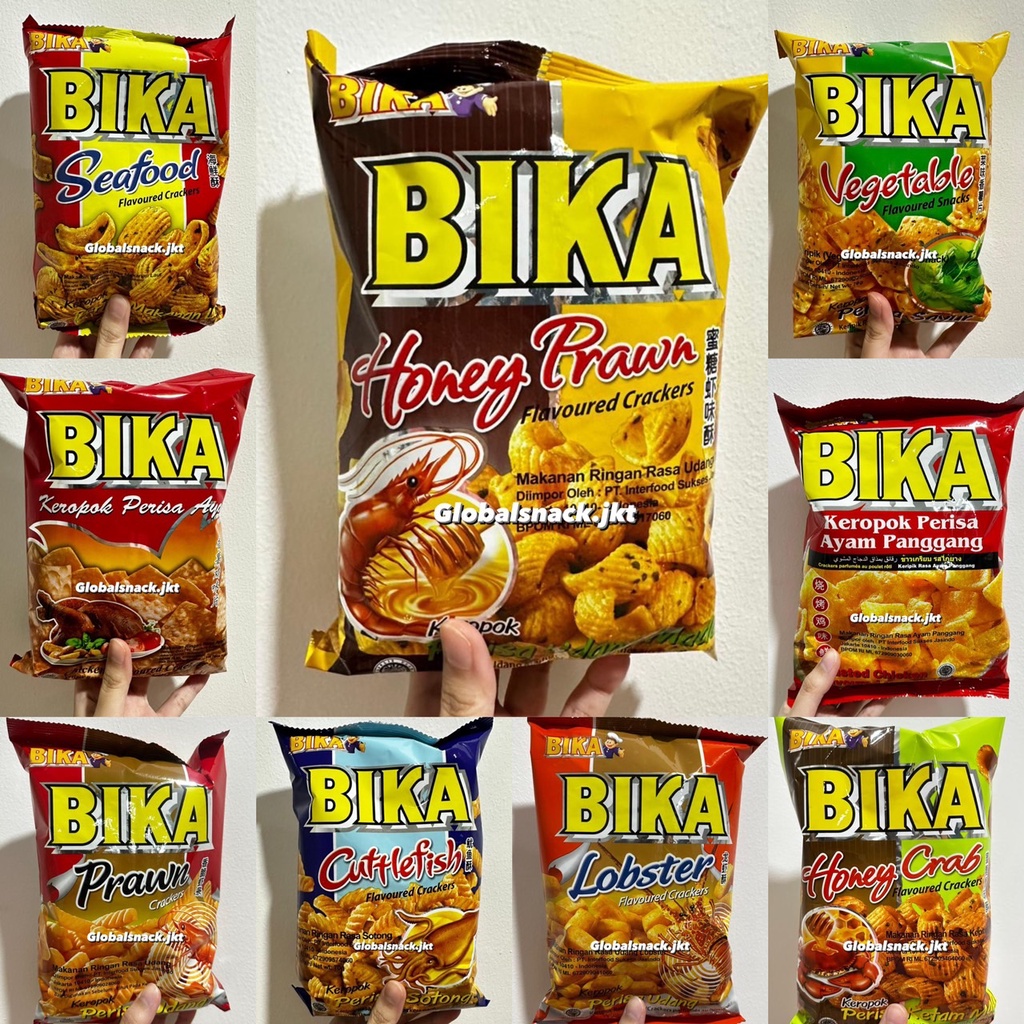 

BIKA SNACK ROASTED CHICKEN / PRAWN CRACKERS / SEAFOOD / CUTTLEFISH / HONEY CRAB / HONEY PRAWN / LOBSTER CRACKERS /