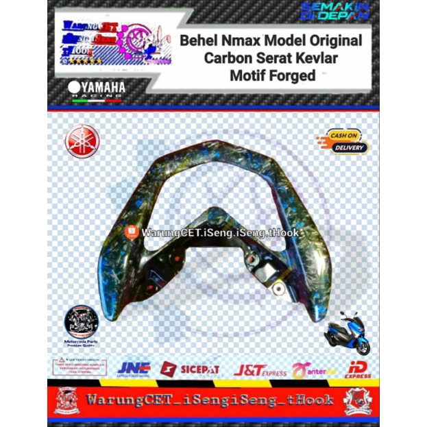 Behel belakang yamaha Nmax Carbon Serat kevlar motif Forged