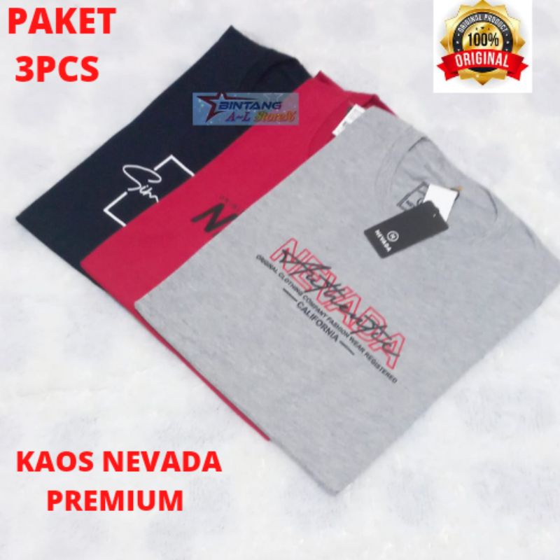 PROMO 3PCS 100k Kaos pria distro NEVADA  MOTIF RANDOM ACAK M, L, XL, XXL, XXXL, | kaos distro | kaos NEVADA pria | 3pcs 100rb motif random acak | kaos pria distro | kaos cowok/ BAJU NEVADA BRANDED MATAHARI / baju kaos / kaos / Kaos pria Big size