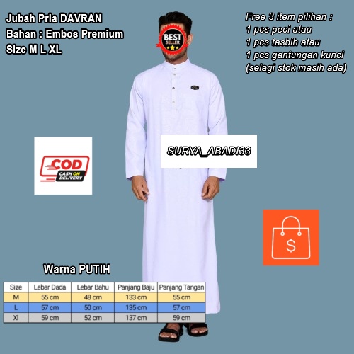 Jubah Pria Premium / Jubah Pria DAVRAN Terbaru / Gamis Pria / Gamis Muslim Laki-Laki / Jubah Pakista