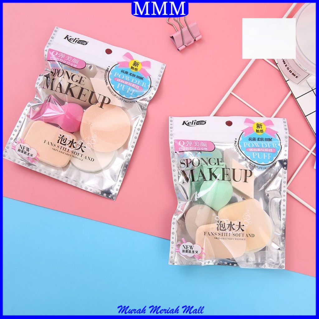 MMM Spons Make Up Set 6 IN 1 Beauty Blender Sponge Bedak Isi 6 Pcs Powder Puff Foundation Makeup Puff Wajah Kemasan Plastik Import Murah