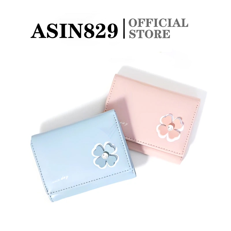 ASIN829 Dompet Lipat Wanita Import Terbaru Dengan Aksen Bunga Kekinian D231 Dompet mini portabel dompet wanita impor berkualitas tinggi dompet mini wanita murah