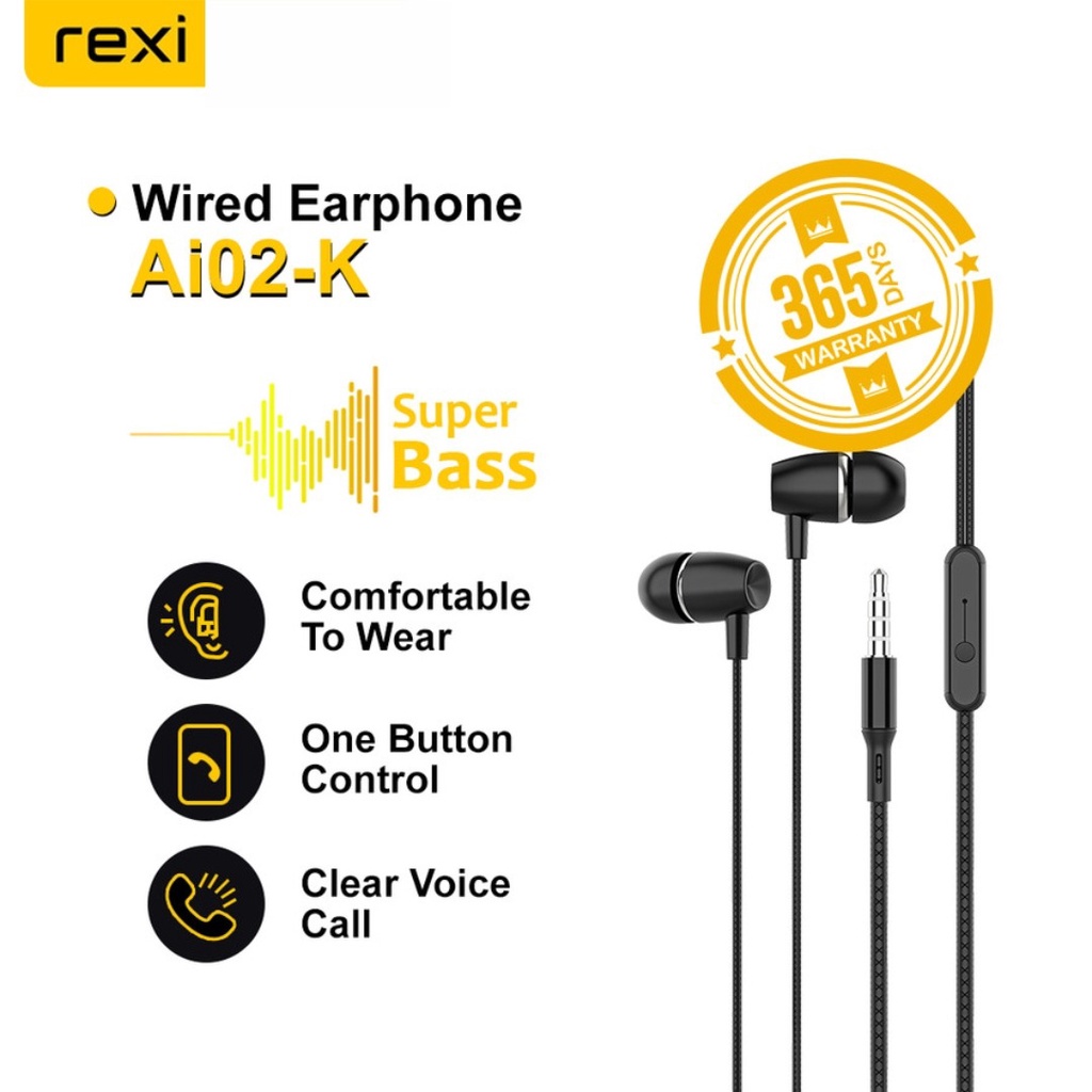 HEADSET EARPHONE REXI WIRED Ai02-K