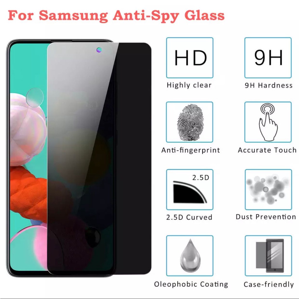 GROSIR ANTISPY NON LIST - TEMPERED GLASS ANTISPY - PRIVACY GLASS FOR SAMSUNG/OPPO/VIVO/XIAOMI/REALME/INFINIX/IPHONE