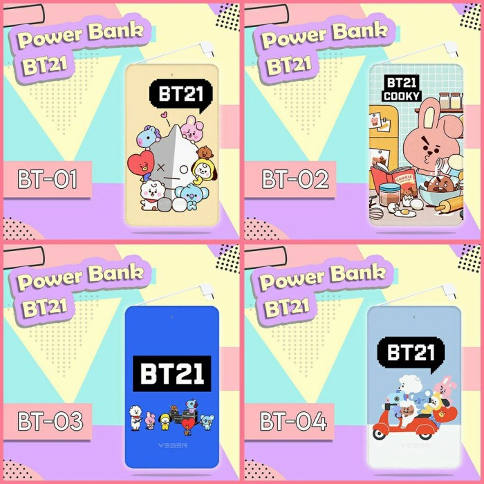 Powerbank Power Bank Karakter BT21 BTS 10000mAh Powerbank Costum PROMO Berkualitas Bisa COD Terbaik 