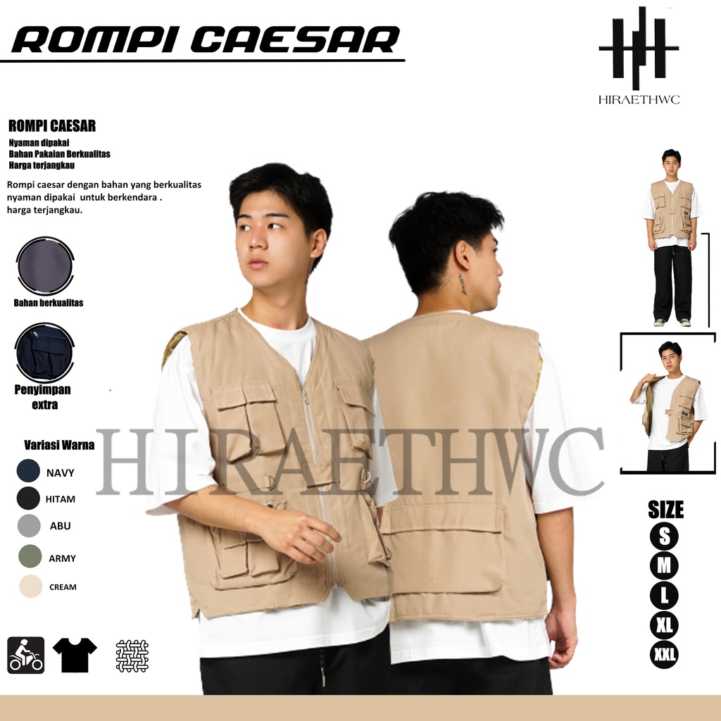 HC - ROMPI CARGO VEST TACTICAL CREAM MULTIFUNGSI