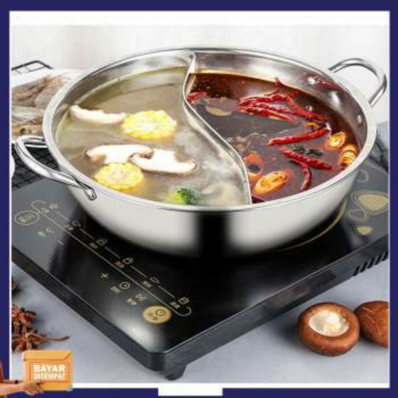 Panci Hotpot Sekat / Suki Shabu Stainless Pot / PANCI SUKI Kuah SUP Soup STEAMBOAT 2 rasa - READY