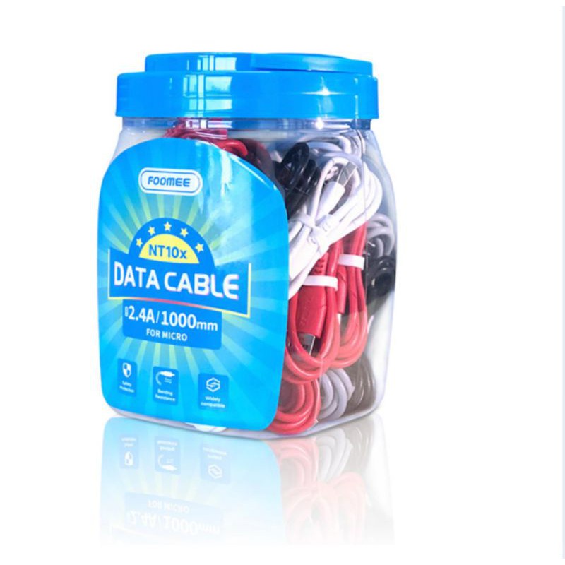 A_   FOOMEE NT10X/NT11 KABEL DATA MICRO ( 1 TOPLES ISI 30 PCS ) 2.4A 100CM 0RIGINAL FOOMEE